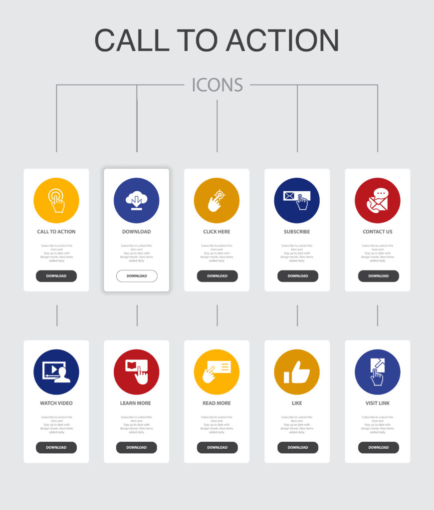 Call To Action Infographic with icons and descriptions that a blogger can use on their website